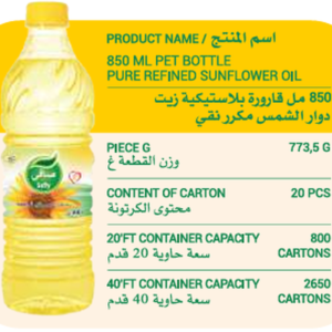 Saffy 850ML PET Bottle Pure Refined Sunflower Oil