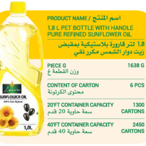 Laura 1.8L PET Bottle With Handle Pure Refined Sunflower Oil
